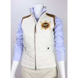 NWT POLO RALPH LAUREN Women Quilted Vest with Special Patch & Calf Leather XL